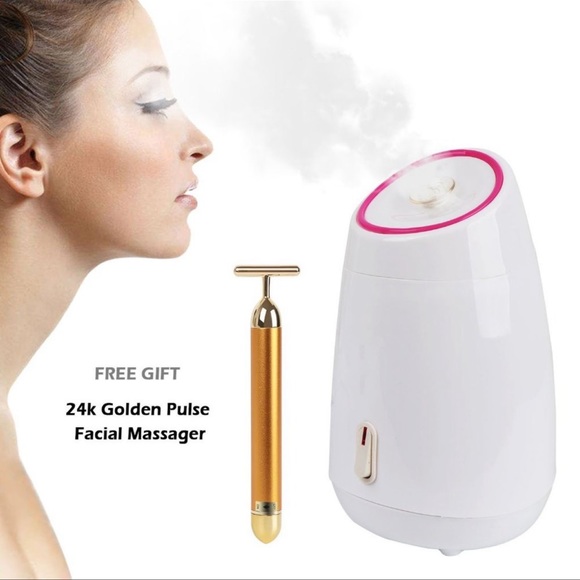 Facial Beauty Steamer w/ Gold Face Massager (Battery Operated) - Picture 1 of 9